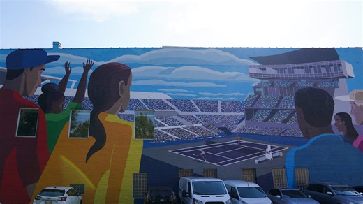 Video: Massive Cincinnati Open tennis mural debuts on Pendleton building