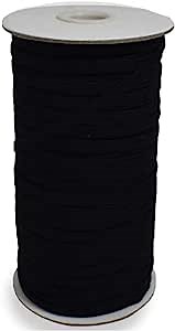 Elastic Cord for Masks and Sewing, 100 Yards, ¼ Inch Stretch Band, White Flat Braided String with High Elasticity and Soft Fabric, 6mm Wide Elastic for Face Masks, Waistband, Clothes, and More (Black)