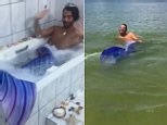 Real-life merman splashes about in the tub and at the beach