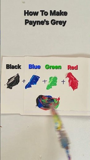 How to make Payne's Grey from just Black, Blue, Green and Red #oddlysatisfying #colormixing