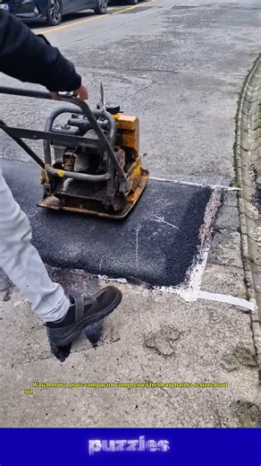 Satisfying Asphalt Compaction Process | How Plate Compactor Repairs Roads Efficiently