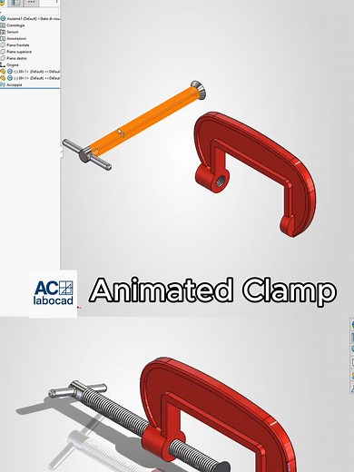 Solidworks : Animated Clamp #solidworks #DesignTutorial #solidworkstutorial #mechanic #Visualize #Solidworksvisualize #Rendering #CAD #cad #3D #33dmodelling #dassaultsystèmes