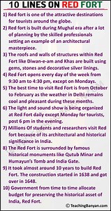 10 Lines on Red Fort for Children and Students of Class 1, 2, 3, 4, 5, 6