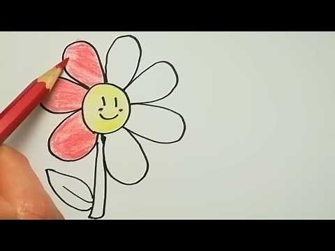 تعلم رسم وتلوين وردة سهل للأطفال ( مناسب لسن الروضة و الحضانة )