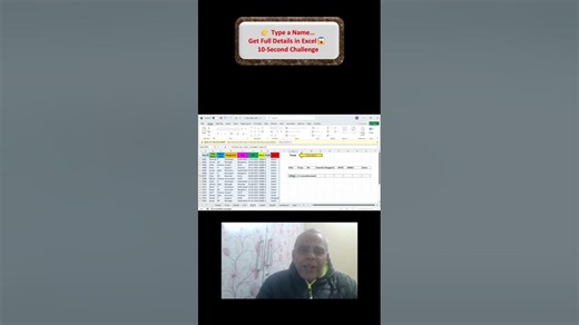 Type name. Get full Details in Excel. 10 seconds Challenge