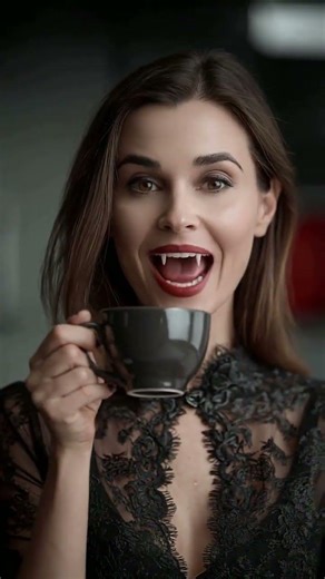Not Your Average Coffee Lover... 🩸#VampireVibes #MorningCoffee #TwistEnding #Shorts