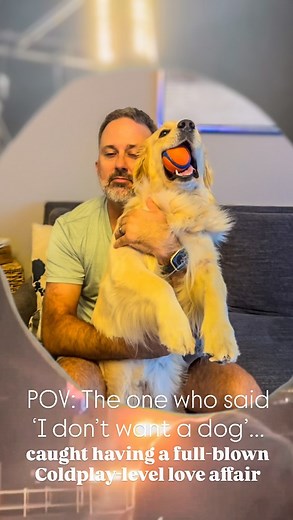 He didn’t want a dog… now they slow dance to Coldplay and share snacks 🤭😂 #coldplayaffair PS: and she wouldn’t drop her ball 😂😂😂 • • • #coldplay #astronomer #coldplayaffair #humor #humour #funny #dogsofinstagram #funnydogs dog, funny dog videos, dog dad transformation, dog love story, golden retriever humor, Coldplay dog trend, pet bonding moments, dog owner life, viral dog reel, relatable dog content, Coldplay affair, humor | Lucuma_Theretriever