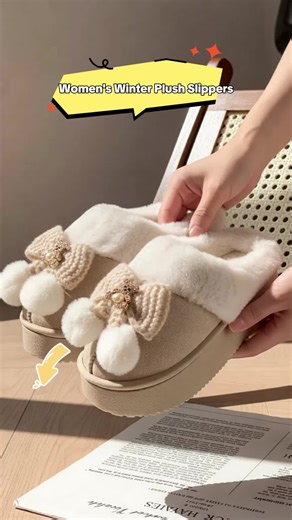 Women's Winter Plush Slippers, Warm Indoor Outdoor Thick Sole Shoes, Cozy Home Footwear, Fall & Winter Comfortable Footwear, Fluffy Home Slippers #uggs #comfyshoes #slippershoes #craftedsuedeclogs #loafersshoes #cutebarefootshoes #womenswedgeshoes #slippersforwomen #sportyslides #shoeswomens