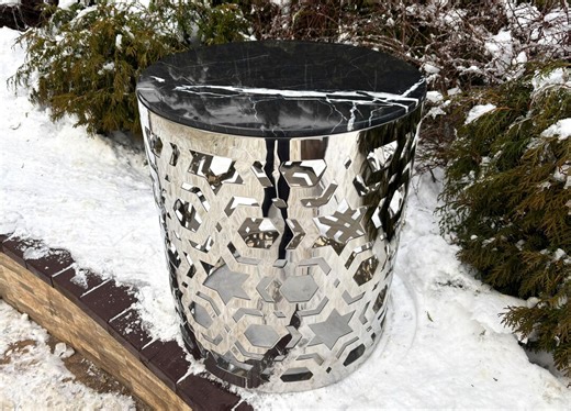 Black Marble & Stainless Steel Side Table, Star Cutout Design - Etsy