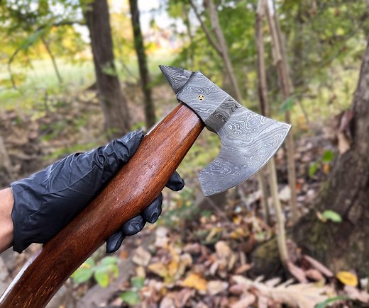 Hand-forged Damascus Steel Axe: Rosewood Handle, USA Made - Etsy