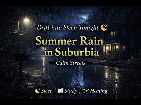 Fall Asleep to Quiet Suburbia — Rain on Empty Streets at Night | Sleep • Study • Healing