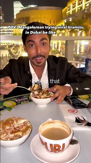 Mangalorean trying viral tiramisu in Dubai🤣😂 #dubai #tiramisu #mangalore