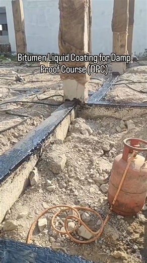 Bitumen coating for Damp Proof Course (DPC) to prevent wall dampness #DPC #Dampness