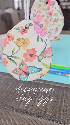 Easter Craft: Decoupage Air Dry Clay Eggs
