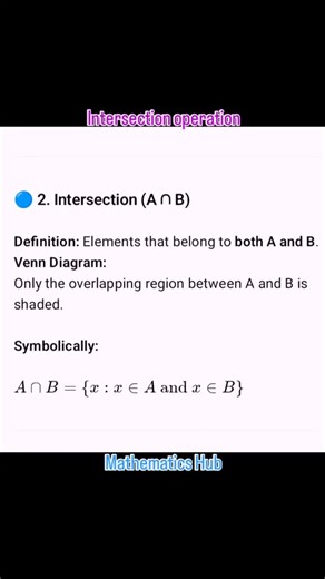 Intersection operation #intersectionoperations #viralreels #viral #maths #solve | Mathematics Hub
