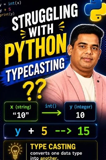 Python Type Casting Explained in 30 Seconds | #python #coding #shorts