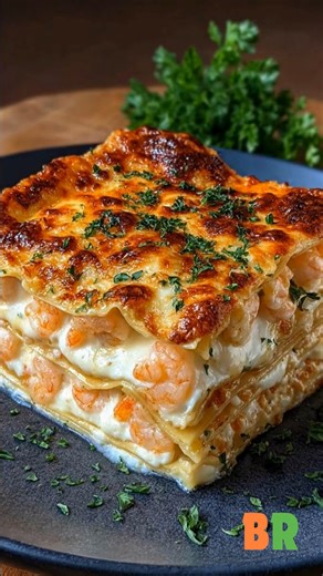 Shrimp Lasagna with White Sauce and Cheese Delicate layers of shrimp and crab are folded between tender pasta sheets, creamy Alfredo, and a trio of cheeses, then baked until bubbling with a crisp breadcrumb finish. Controlled cooking preserves seafood tenderness while the white sauce binds each layer into a rich, cohesive casserole. 🛒Ingredients : → Pasta 12 lasagna noodles → Seafood 1 pound shrimp, peeled and deveined 1 pound crab meat → Cheeses 2 cups ricotta cheese 2 cups shredded mozzarella