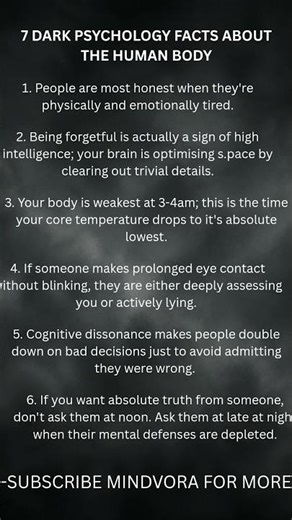7 DARK PSYCHOLOGY FACTS ABOUT THE HUMAN BODY #follow mindvora #suggestible #