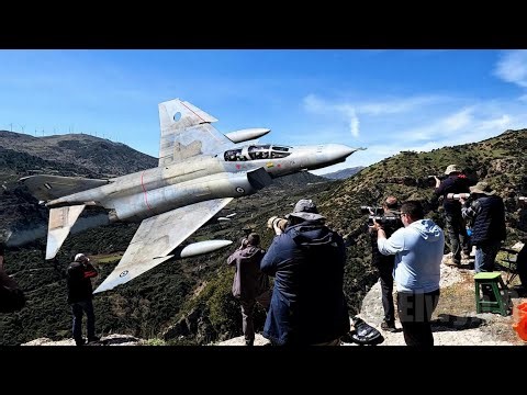WATCH : F4 Phantom Low Level skills in the Greek Mach loop INIOCHES 24 Greek Mirages French Rafale