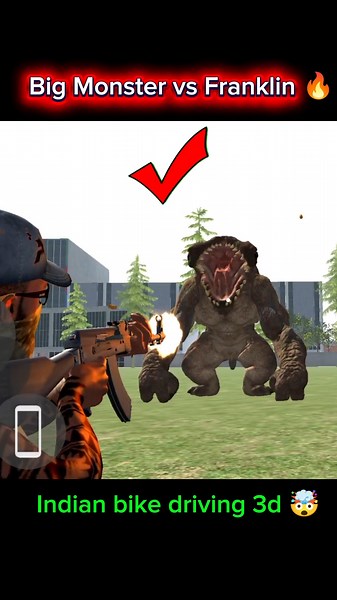 🤯Big Monster vs Franklin gun shoot Indian bike driving 3D game new challenge #ytshorts #youtube