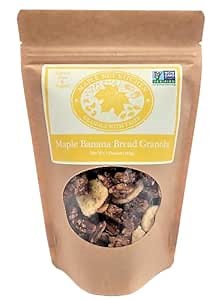 Maple Nut Kitchen Banana Bread Granola – Gluten-Free Oats, Maple Syrup & Pecans – Crunchy Vegan Cereal with Dried Bananas, Healthy Breakfast Granola – Dairy-Free, Non-GMO, Natural Snack – 7 Ounce