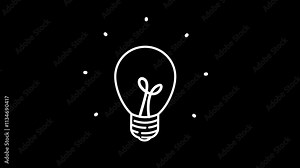 idea light bulb icon animated idea light icon 2d cartoon green screen 4k looping