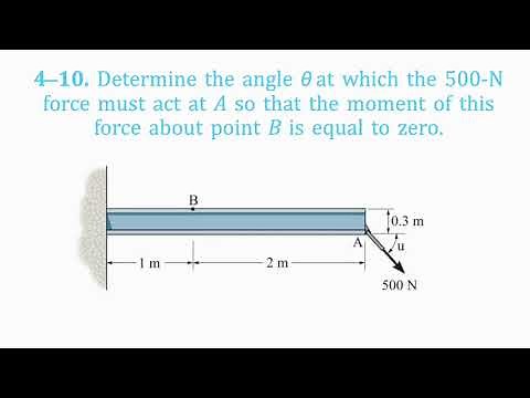 Determine the angle at which the 500N force must act so the moment about point B is equal to zero.