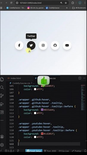 Social Icons with Hover Effects 🔥 HTML & CSS #webdevelopment #htmlcss #shorts