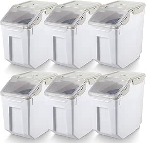 Food Storage Container Pet Food Container Rice Storage Container Dog Airtight Dog Food Bin Stackable Grain Storage with Lids and Wheels for Food Dog Cat Flour Cereal, 18 Liter/ 33 Lbs (4 Pcs)