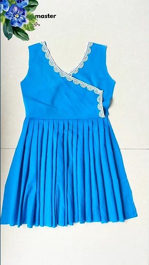 💙 Designer Baby Frock Cutting & Stitching | Overlap Neck Baby Dress Tutorial | Easy Pleated Frock