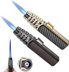 Bright Fire Lighter, Brightfire Torch Lighter, Bright Fire Lighter, Windproof Straight Torch Blue Flame Lighter (Black+Gold)