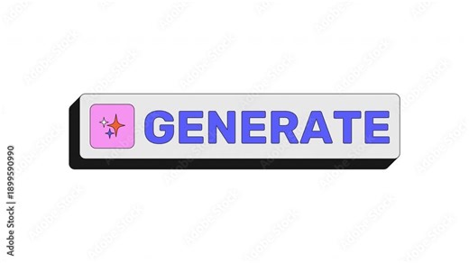 Generate modern clickable button animation. AI content generation function. Creativity output. Create ideas prompt. Animated UI element. Web interface call-to-action. Colorful micro interaction