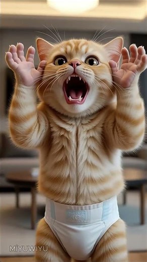 The naughty baby kitten’s spider prank