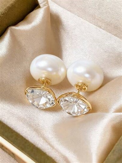 1 paire de boucles d'oreilles blanches à deux bandes, design exquis, minimaliste, haut de gamme, polyvalent, élégant, style de niche, convient aux dames pour le Nouvel An, la Saint-Valentin, les occasions quotidiennes et les festivals | SHEIN