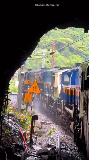 Train passing through the beautiful and deep forest of Braganza Ghat ,Goa with great view after exiting tunnel , The Beauty Of Indian Railways ,Onboard 11097 Pune Ernakulam Poorna Express With ICF Coaches And Triple EMD Locomotives . . . . . . for more such kind of videos Do follow @hamari_bhartiya_rail . . . ⚠️attention ⚠️ If I Found You Coping Or re-uploading My Videos ,I Have Full Right To Give You Copyright strike And Get Removed Your Video . . . . #indianrailways #goa #trendingreels #dudhsa