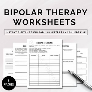 Bipolar Therapy Worksheets, Bipolar Journal Printable, Bipolar Disorder, Anxiety, Bipolar Awareness, Manic, Depressive, Bipolar Workbook - Etsy