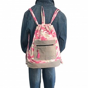 Drawstring Backpack, Pink Camouflage Fabric, Women & Girls Backpack - Etsy