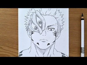 How To Draw Sukuna Face || Anime Drawing Tutorial