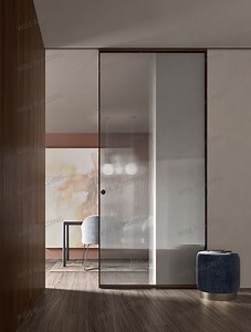[Hot Item] Aluminum Frame Single Sliding Glass Door Fixed Glass Office Partition Wall No Bottom Track Soft Closing Telescopic Sliding Doors