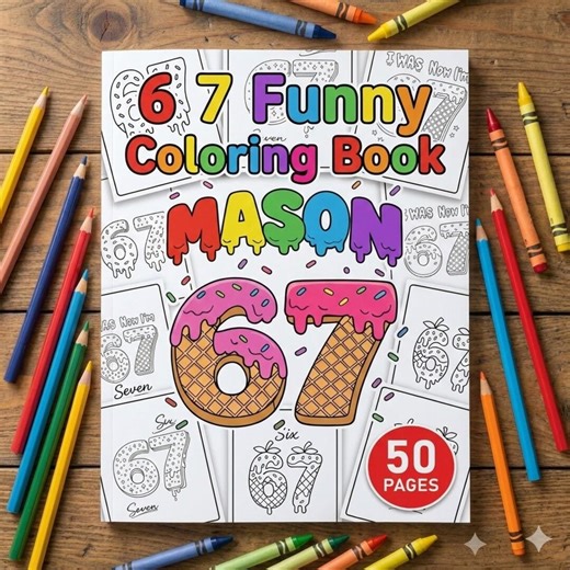67 Funny Coloring Book, Printable Six Seven 67 Coloring Pages, Six Seven Viral Meme 6 7 Coloring Pages, 6 7 Coloring Sheets - Etsy