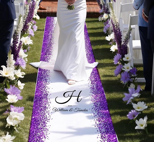 Custom Purple Glitter Wedding Aisle Runner: Personalized Ceremony Decor - Etsy