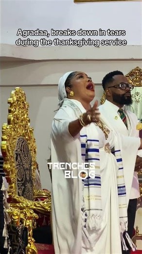 Agradaa, breaks down in tears during the thanksgiving service #Agradaa #trenchesblog #viralvideos
