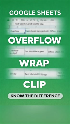 Text Not Showing Properly? Use Wrap, Clip or Overflow!#googlesheets #excel #office