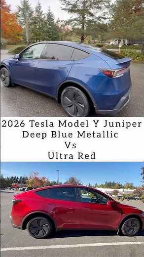 2026 Tesla Model Y Juniper | Deep Blue Metallic Vs Ultra Red Exterior