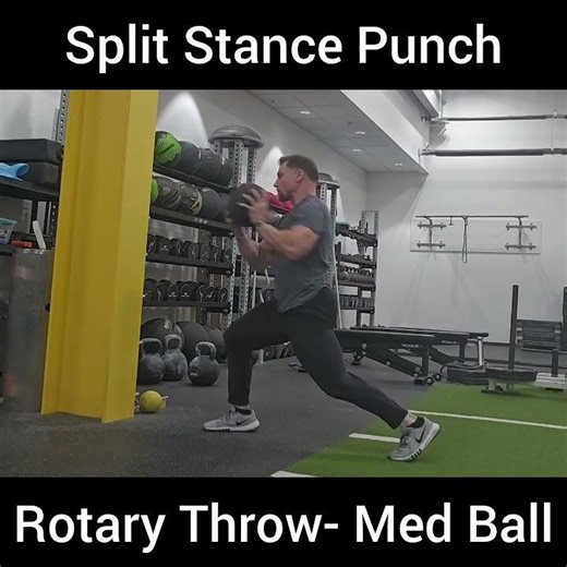 Split Stance Punch Rotary Throw- Med Ball