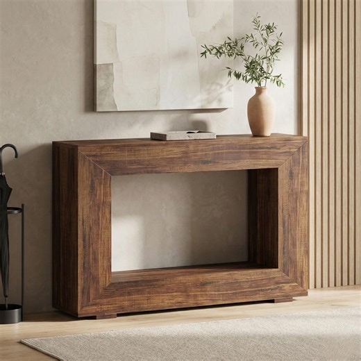 Slim Vintage Brown Console Table, Open Storage Entryway Table - Etsy