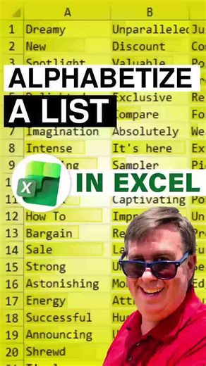 Alphabetize a list in Excel quickly and correctly