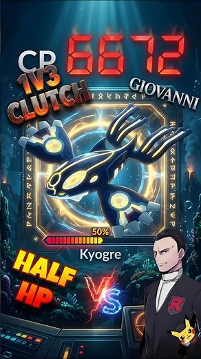 HALF HP PRIMAL KYOGRE 1v3 CLUTCHES GIOVANNI 😱🔥 #pokemon #shorts #kyogre #pokemongo