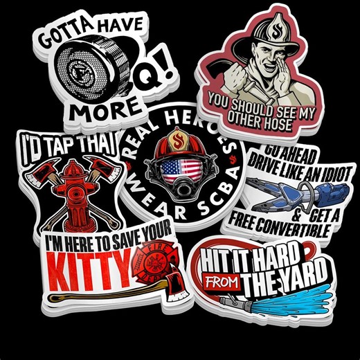 Firefighter Sticker Pack, Fire Department Vinyl Decal Set, Fire Rescue Stickers Bundle, Waterproof Laptop Helmet Stickers, Firefighter Gift