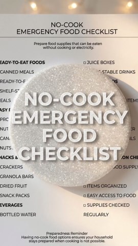 No Cook Emergency Food Checklist | No Power Food List | Emergency Food Without Cooking | Disaster Food Prep Printable - Etsy